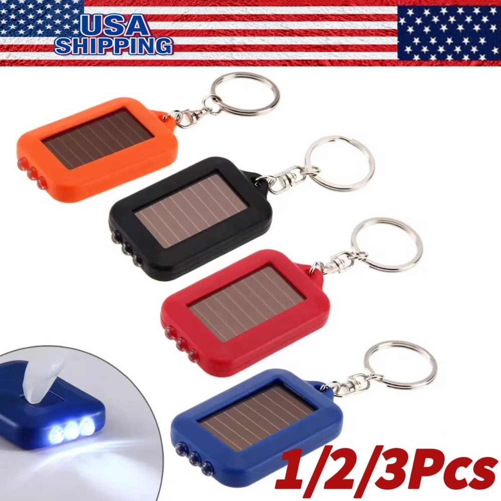 Mini LED Keychain Flashlight Torch Solar Power with Hook Flashlight Outdoor
