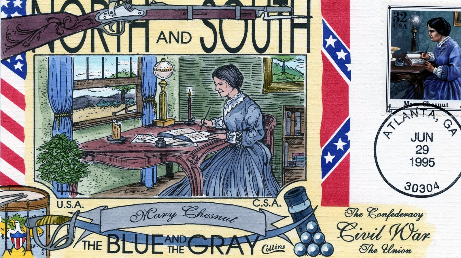 WWLF US COLLINS CACHET FDC 2975o  CIVIL WAR   MARY CHESNUT  COVER