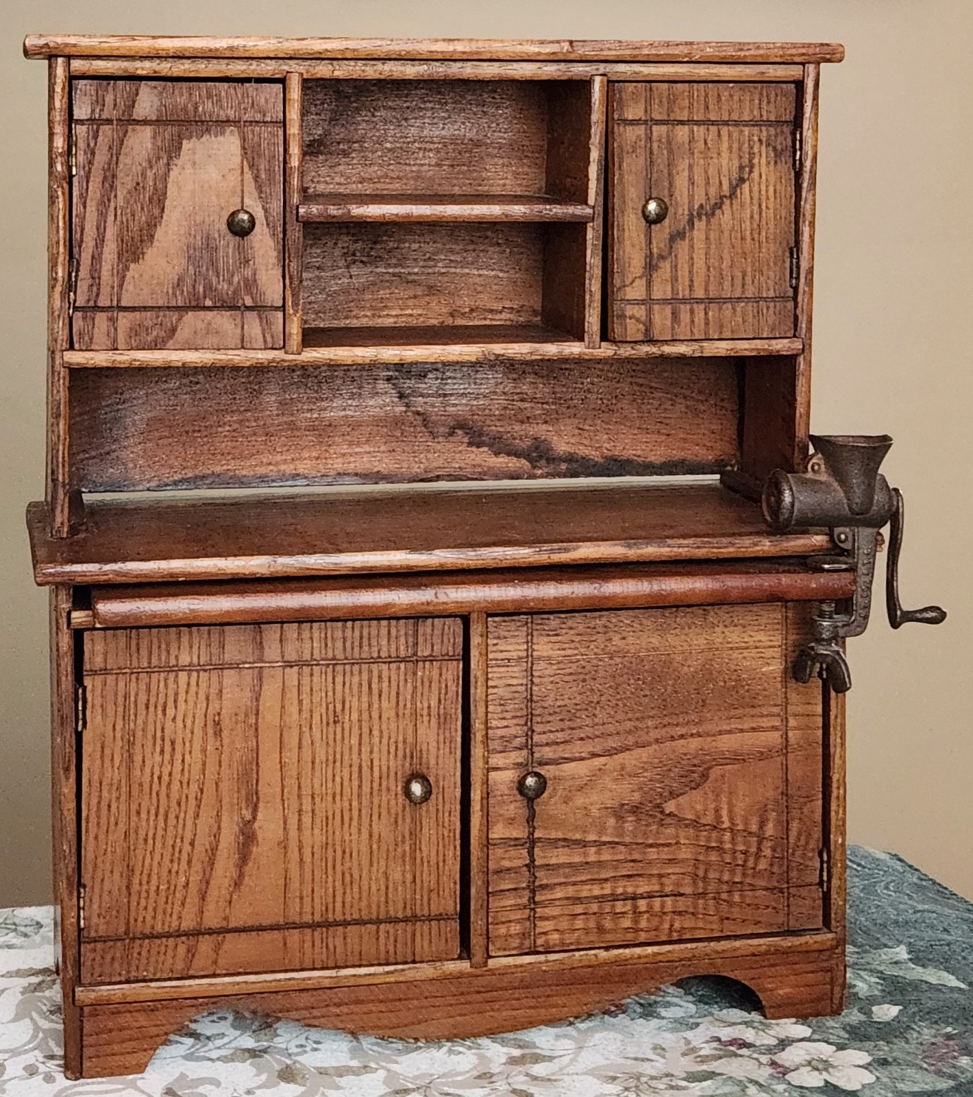Hoosier Cabinet, Child, Salesman, Bakers Kitchen Work Station, Oak, c1900 18"t
