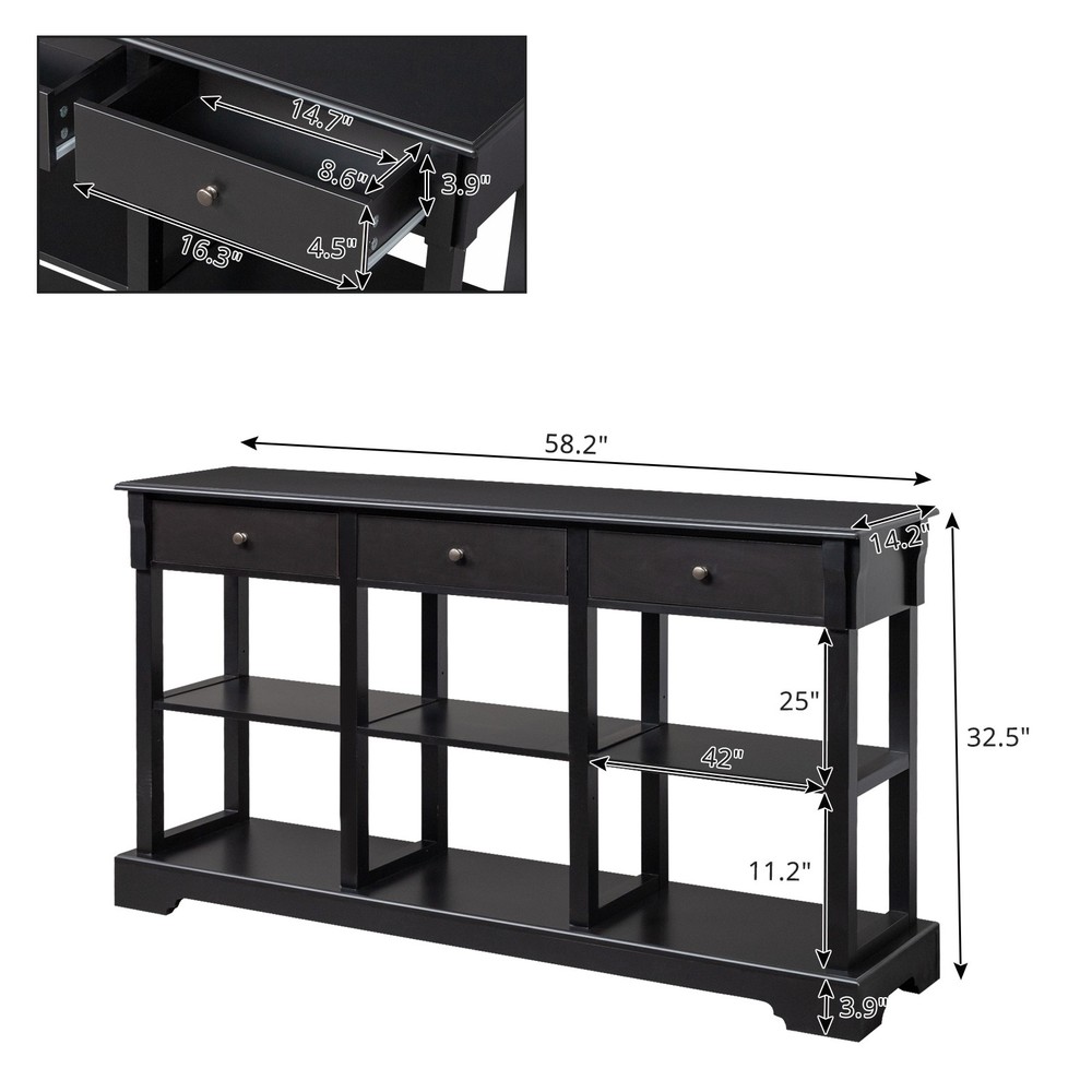 Console Sofa Table with Ample Storage, Retro Kitchen Buffet Cabinet Sideboard