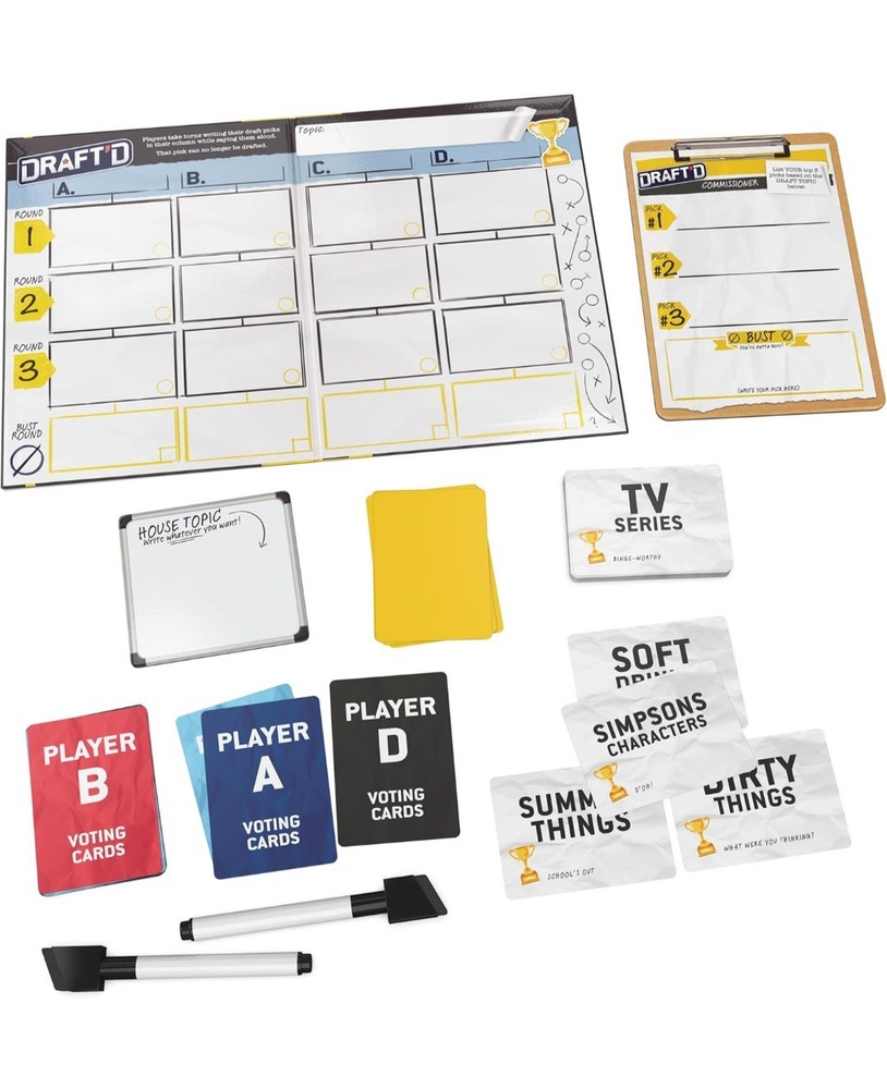 Draft'd is a competitive drafting party game by Spin Master Games