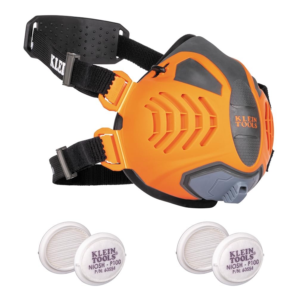 Klein Tools 80180 Reusable P100 Half-Mask Respirator with 4 Replaceable Filters
