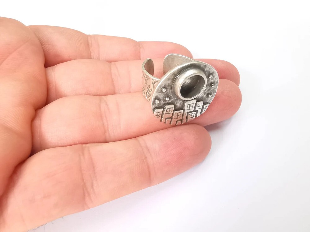 City Ring Blank Setting Cabochon Mounting Adjustable Resin Ring Base Bezels