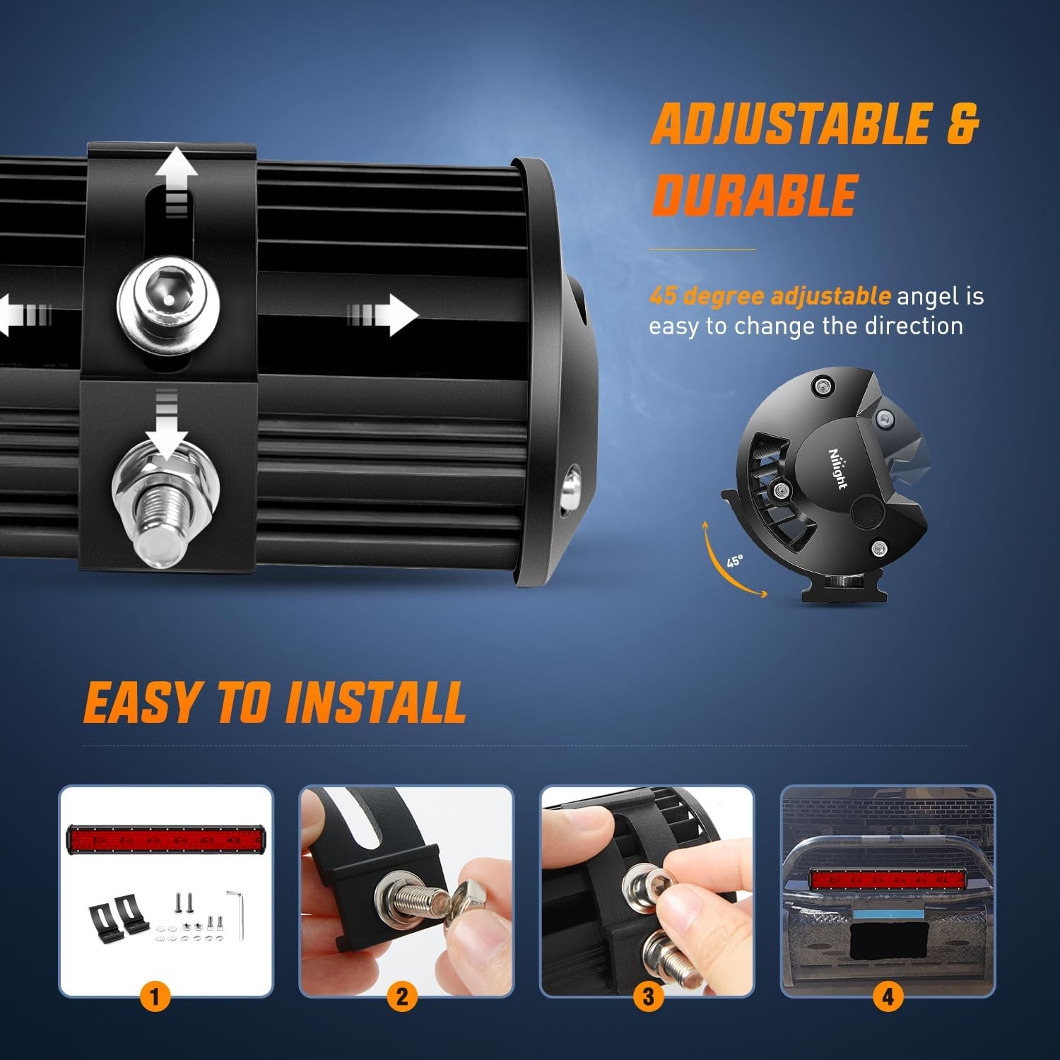 Nilight 20 Inch LED Light Bar Red Triple Row 420W Spot Flood Combo 42000LM