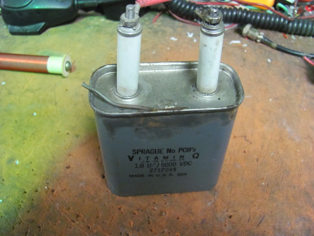 1 MFD 5000 OIL FILLED CAPACITOR SPRAGUE 271P244 USA NO PCB.
