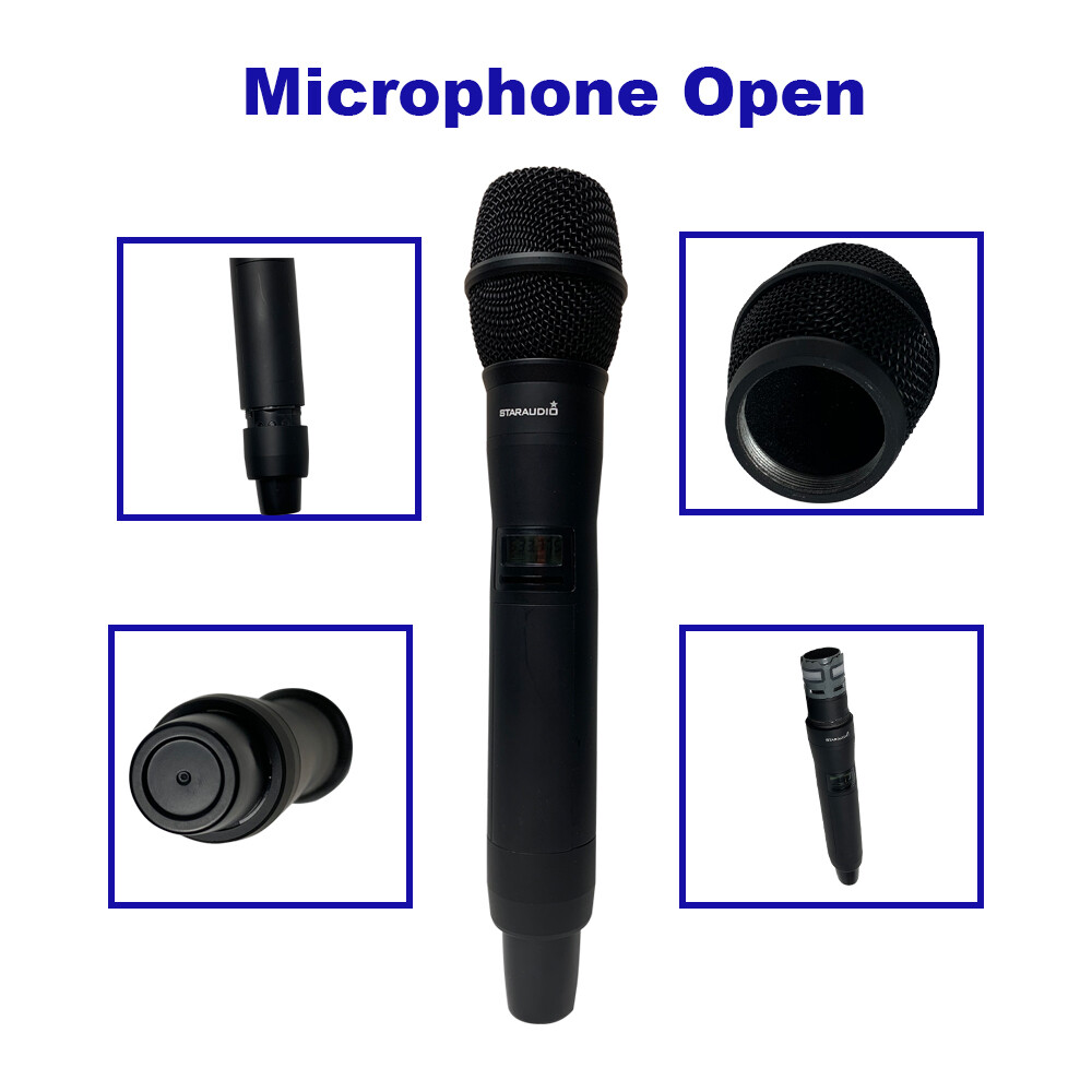 2CH Wireless Handheld Mic Dynamic UHF Microphone Receiver System Church KTV Mic