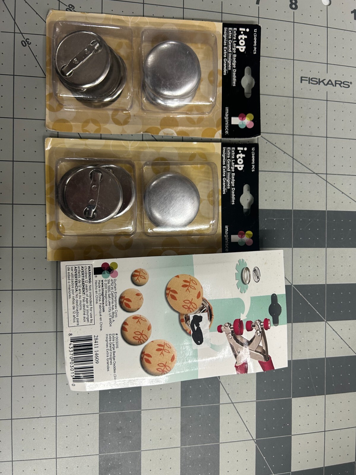 New 3-pack lot 12/piece IMAGINISCE I Top XL Large Badge Craft Daddies 34mm