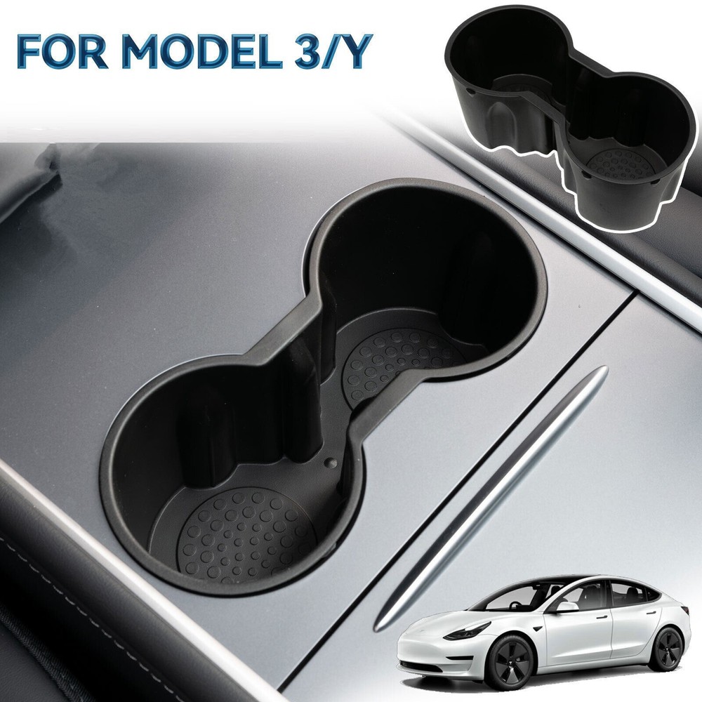 Waterproof Console Cup Holder Insert Double Hole Holder For Tesla Model 3 / Y