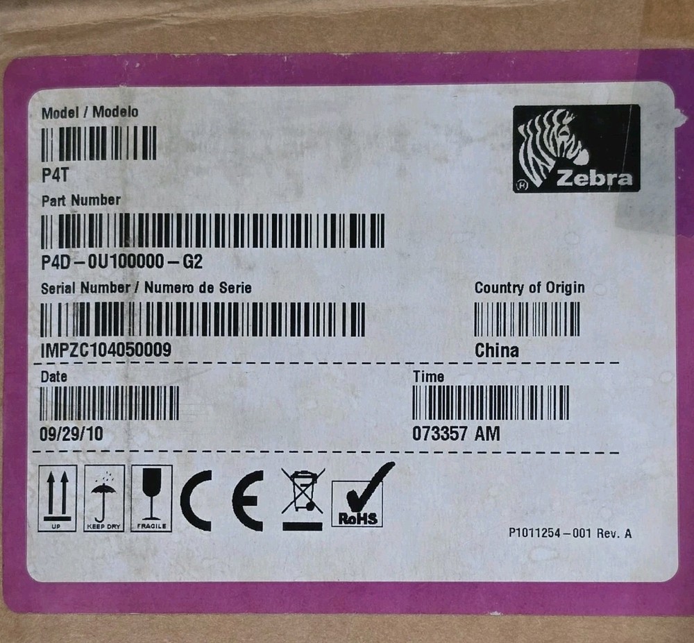 BRAND NEW- Zebra P4T Label Barcode Mobile Printer With accessories