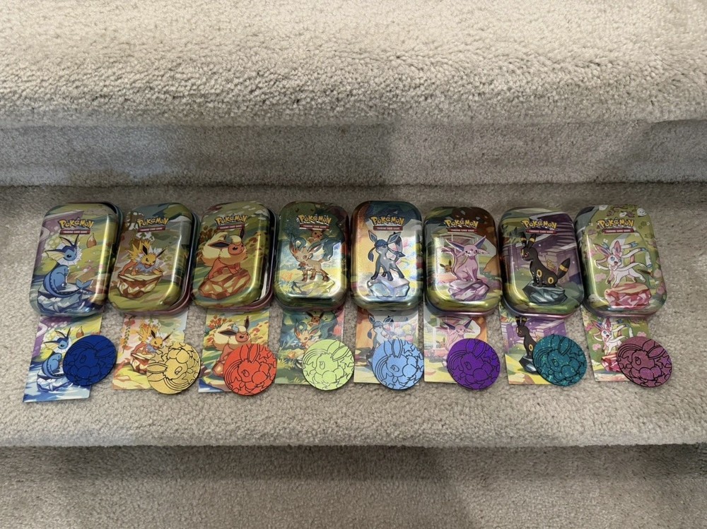 Pokemon Prismatic Evolutions Assorted Mini Tins - EMPTY - Lot of 40