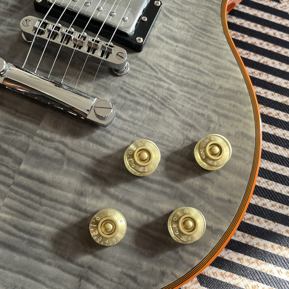 Custom Shop Gray Electric Guitar orange logo and binding in stock free shipping