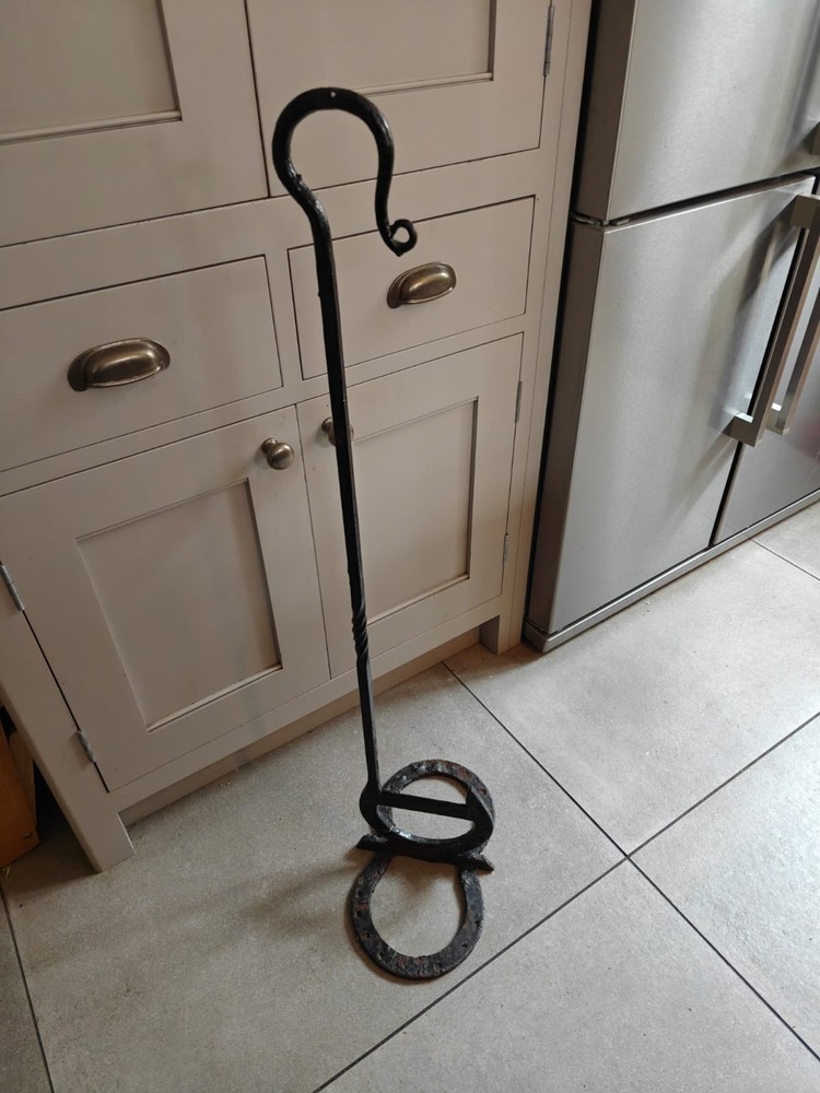 Vintage wrought iron Blacksmith made boot scraper - 100cm high