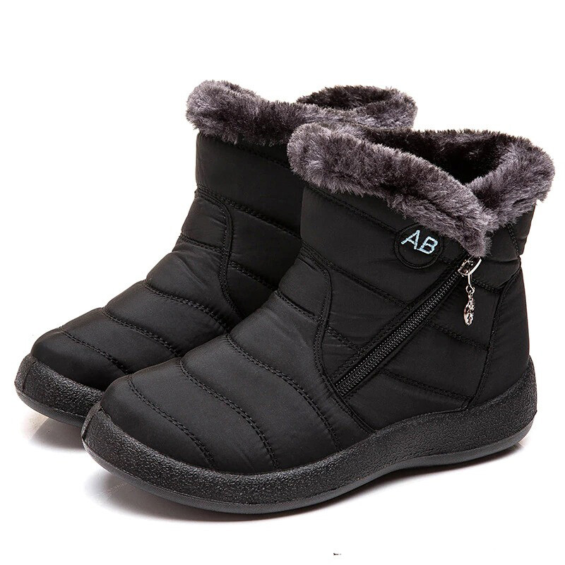 Waterproof Winter Women Shoes Snow Boots Fur-lined Slip On Warm Ankle Size US