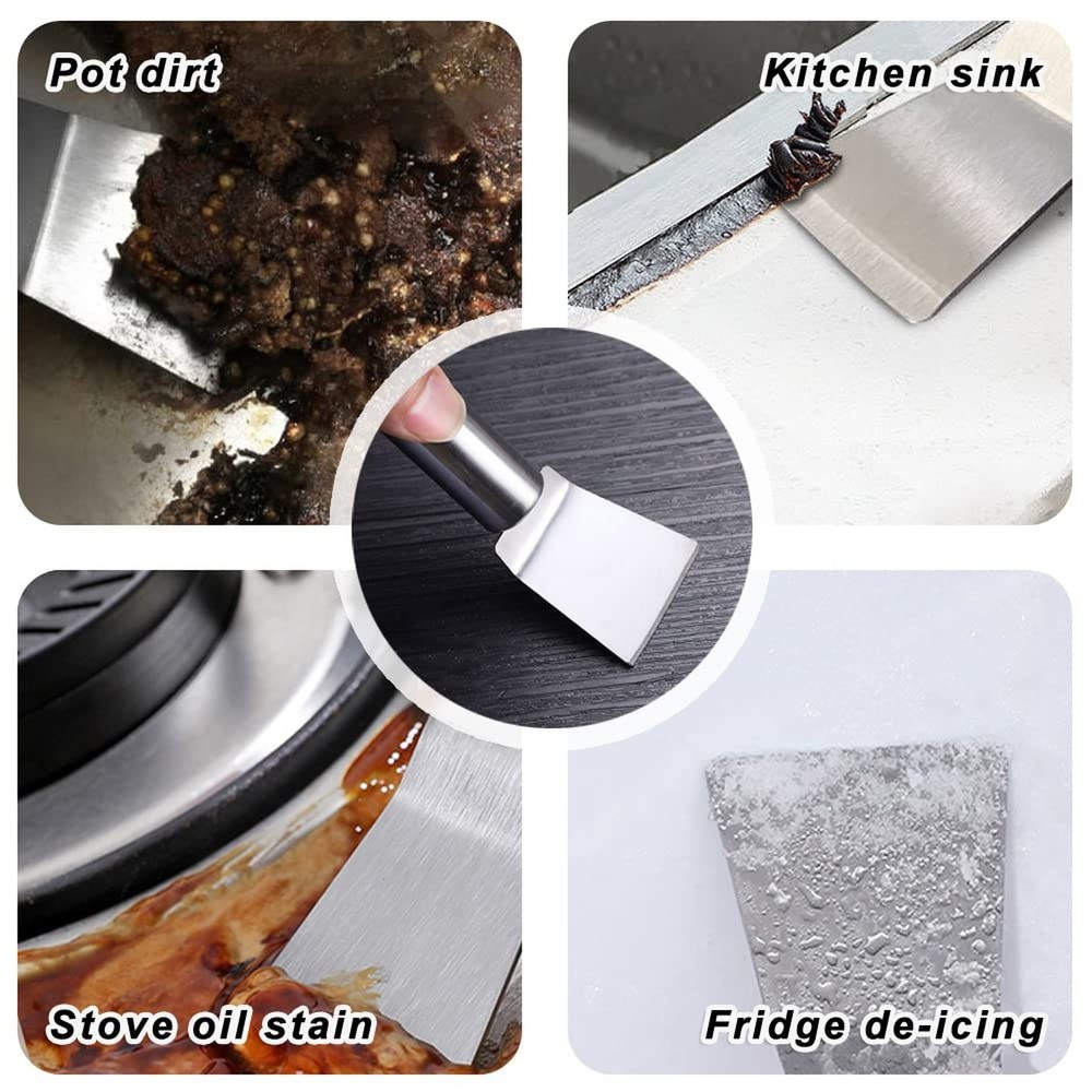 Kitchen Stove Cleaning Brush + Scraper Tool Set, Brass Wire Brushes for Range...