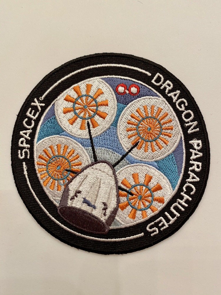 SpaceX NASA Patch Dragon Parachutes Splashdown 4" Iron On Limited Edition