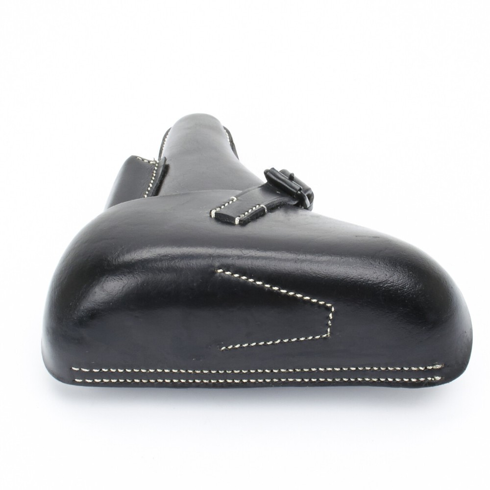 German WWII P08 Luger Black Leather Hardshell Holster, P-08, Pattern 1908