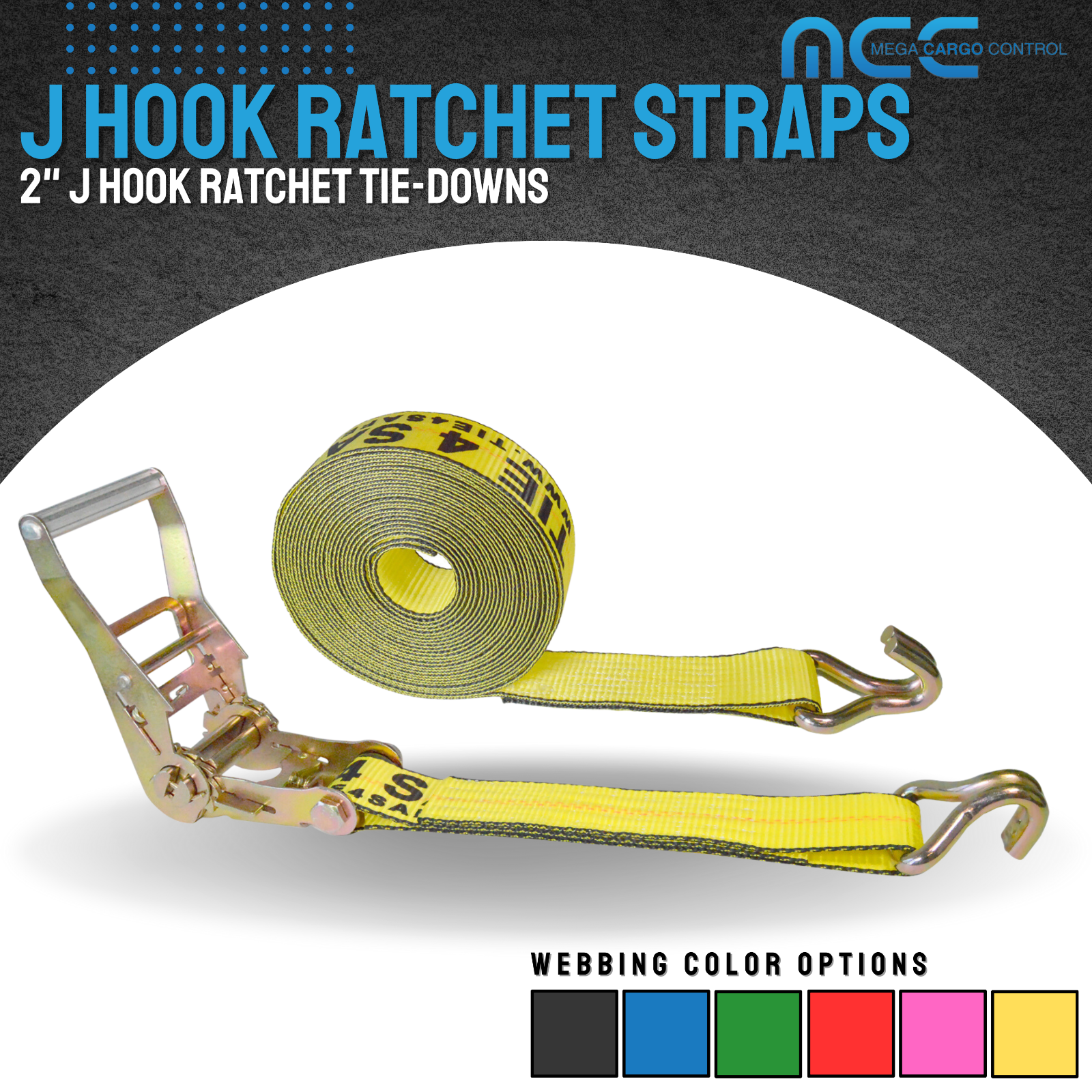 USA Heavy Duty 2" x 40' 50' 60' Ratchet Strap J Hook Flatbed Truck Farm Tie Down