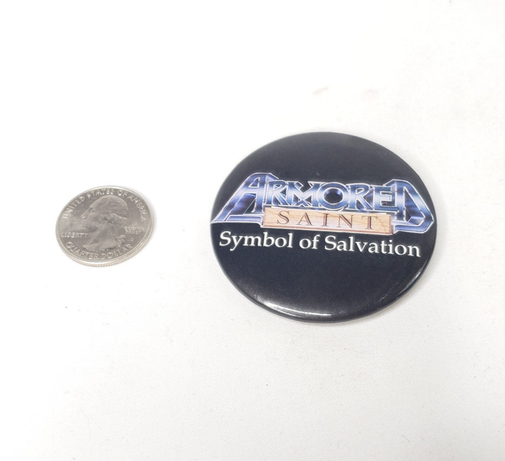 Vtg 1991 Armored Saint Pin Badge Symbol of Salvation Promo