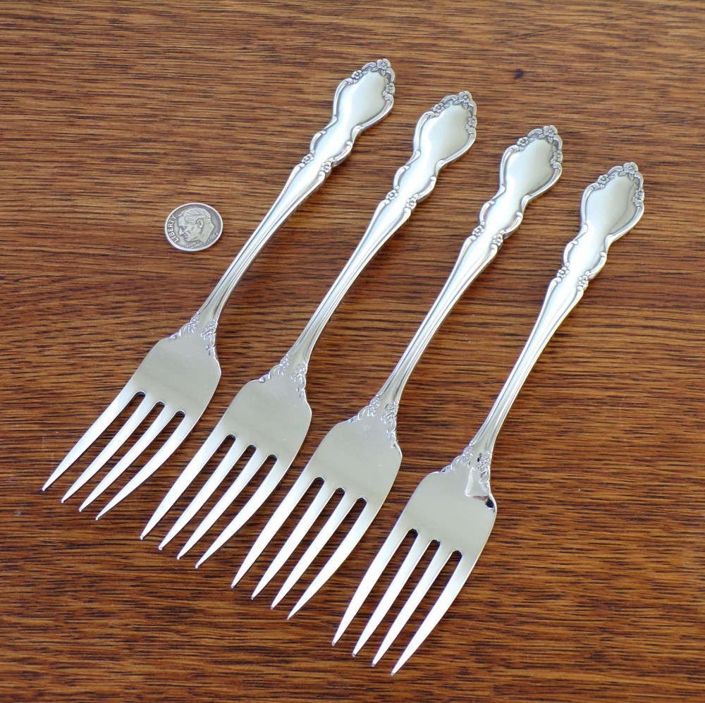 Group ALL Four Nice GLOSS DOVER Dinner FORKS Fork ONEIDA Cube Mark STAINLESS
