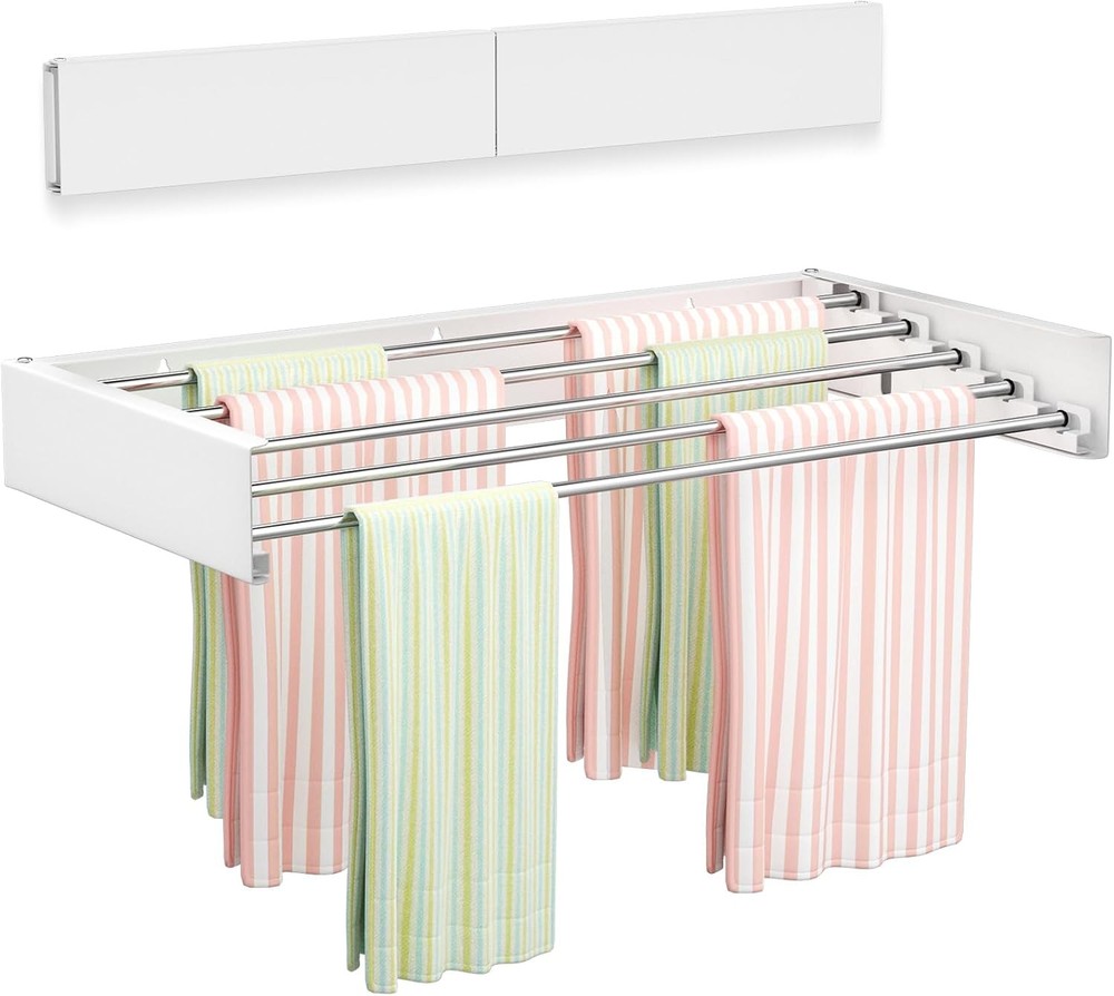 Wall Mounted Clothes Drying Rack 32" Foldable Wall Mount Laundry Rack Folding