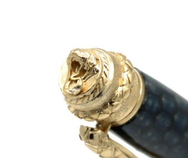 Lucky Snake Ballpoint Pen – 22kt Gold Finish, Green Honeycomb Unique Collectible
