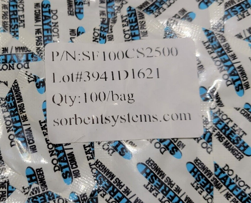 2500 pcs. Stay Fresh 100cc Oxygen Absorber Sorbent Systems 1 case, SF100CS2500
