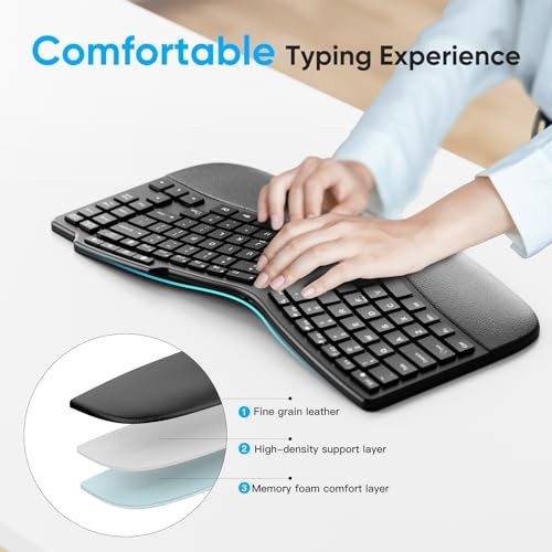 Ergonomic Wireless Split Keyboard Compatible with Windows only, Cushioned