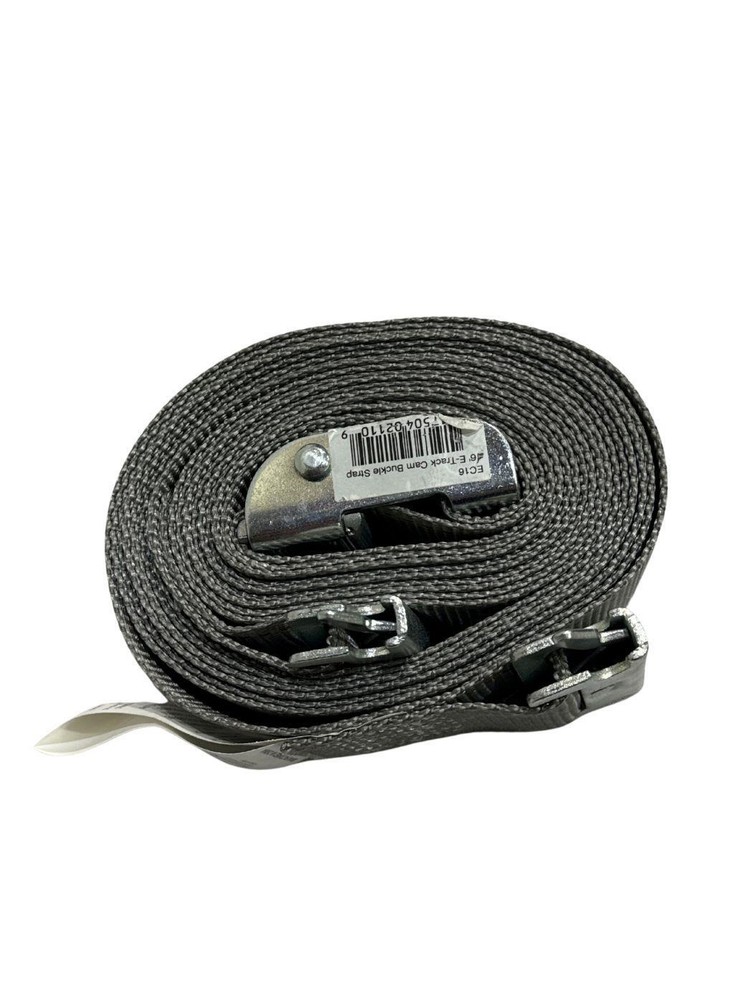 2"x16' Gray E-Track Cam Buckle Strap w/ Spring Fitting (10 Pack)