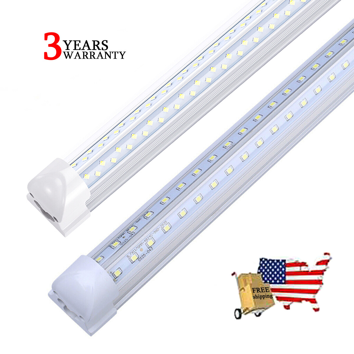 2FT 4FT 5FT 6FT 8FT 120W LED Shop light Fixture 6000K 8Foot LED Tube Light Bulbs