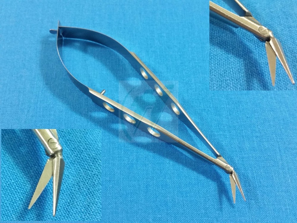 PREMIUM QUALITY PACIVATED VANNAS MICRO SURGICAL SCISSORS 4.5" ANGLED SIDEWAYS