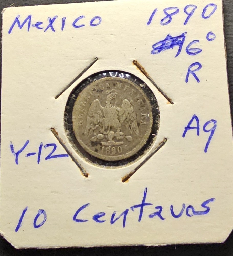 1890-Mo 10 Centavos México Mint State Nice Condition Silver Coin