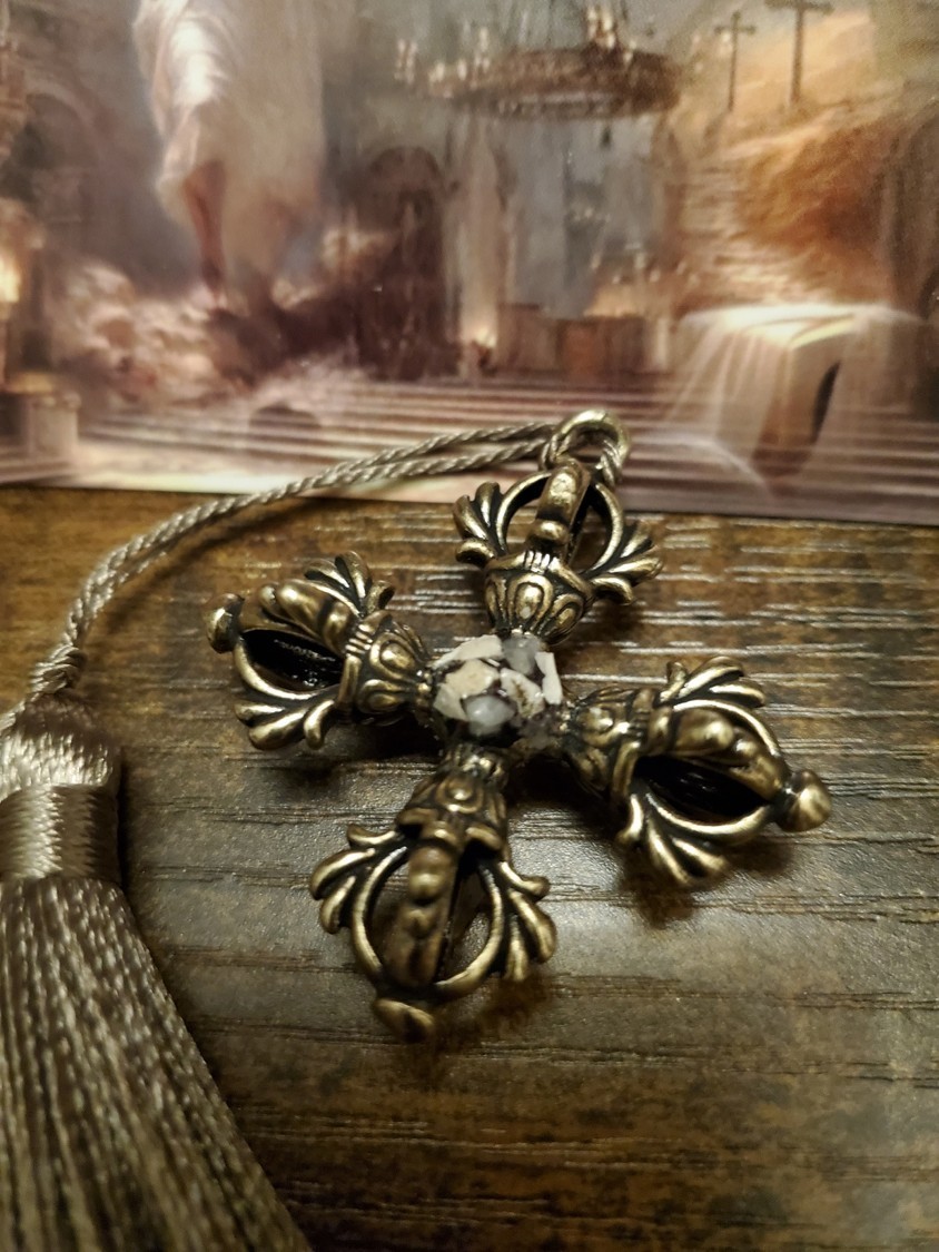 Tomb of Jesus Prayer Medallion with Stone From Tomb of Jesus Holy Sepulchre