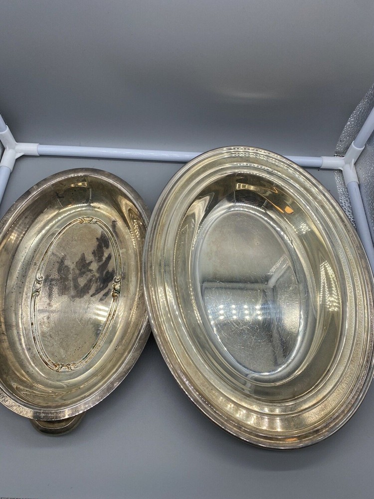 Oneida Silversmith Casserole Dish Lid Oval Ornate Silverplate Kitchen Serving