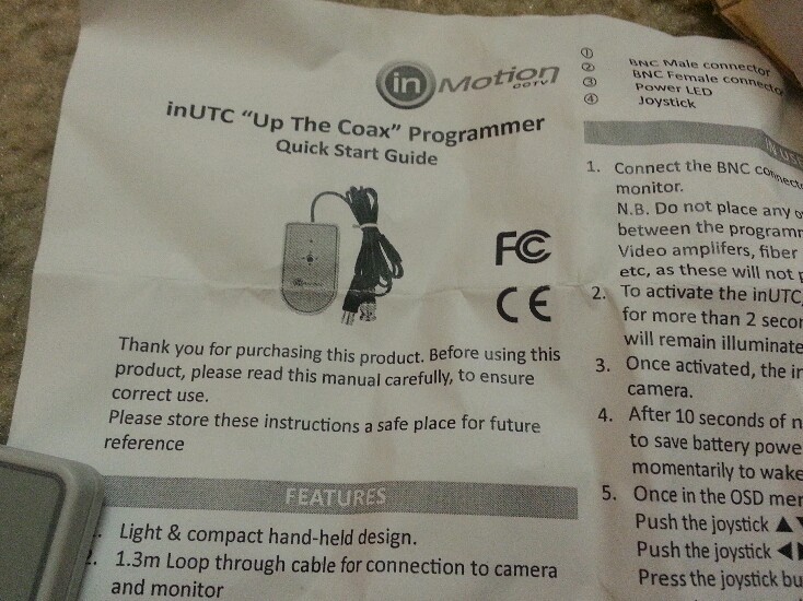 inMOTION UTC "Up The Coax" Controller for Camera Programming : INUTC