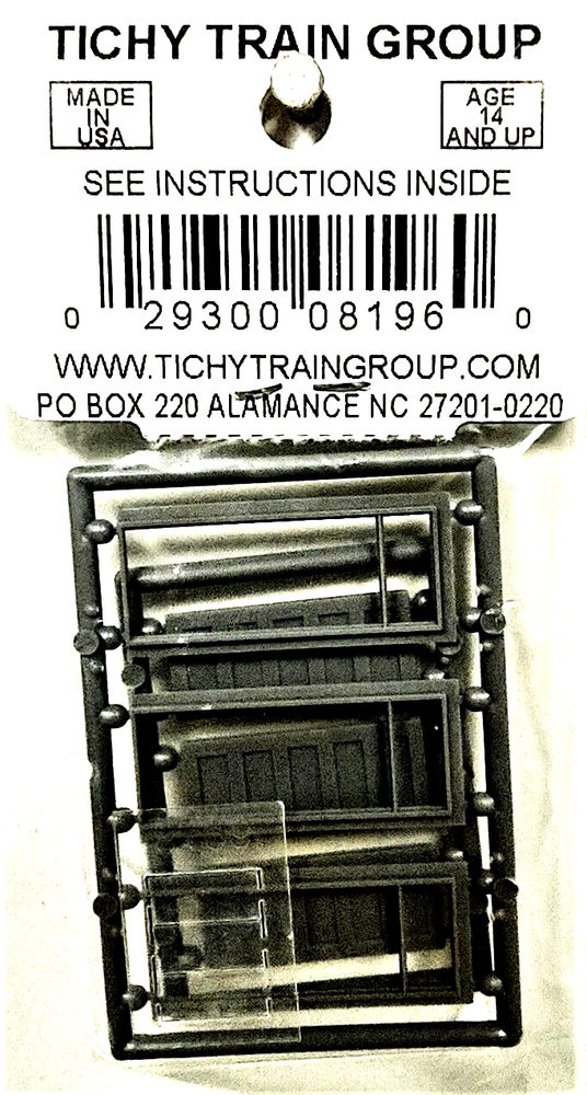 HO Scale Tichy Train 8196 5-Panel Door w/Separate Frame & Transom (3) pkg
