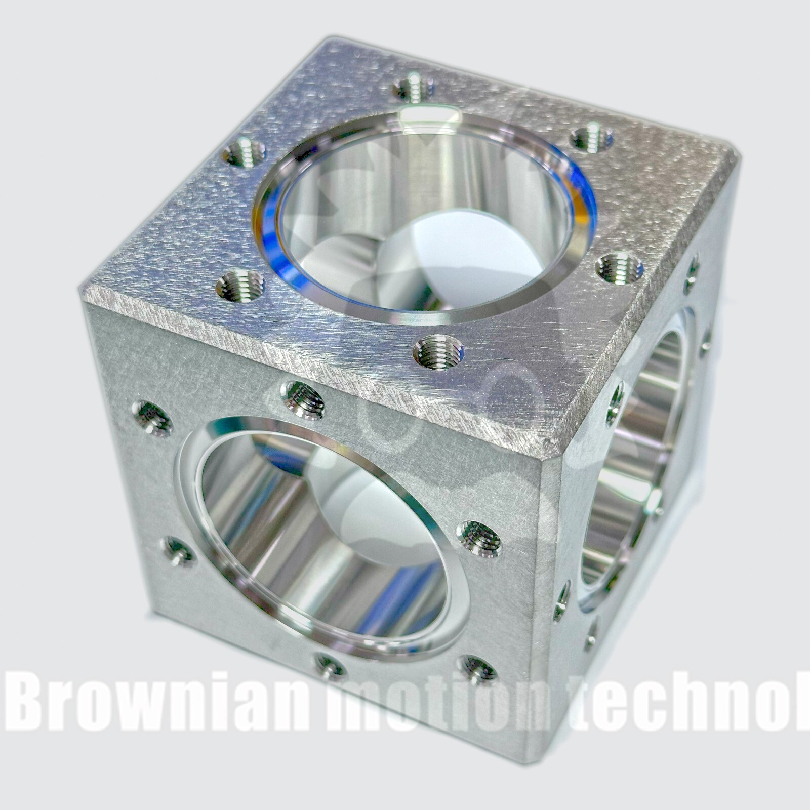 CF Conflat flange 2.75" 6-ways cube vacuum chamber, Inch tap 1/4"-20, 1.57" bore