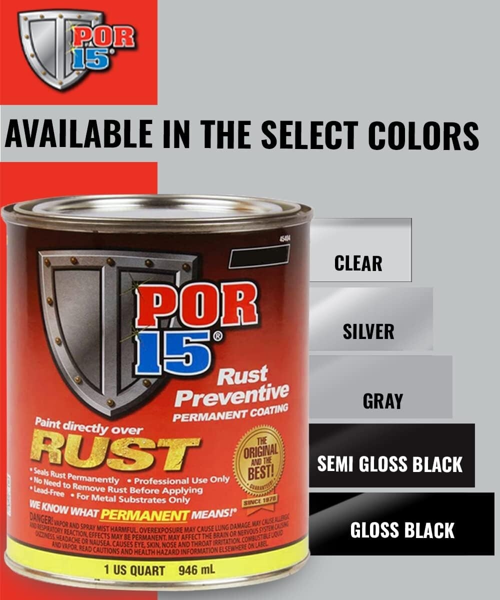 New POR-15 45404 Semi Gloss Black Rust Preventive Coating Quart, Free Shipping