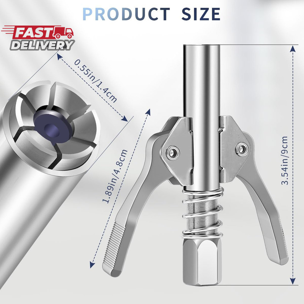 Grease Gun Coupler, Quick Locking Grease Gun Tip, 6 Thickened Jaws Locking, High