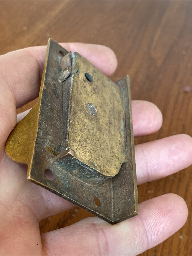 ANTIQUE Eagle Lock Co Brass Scissor Thumb Spring Locking Hook Latch Desk Door