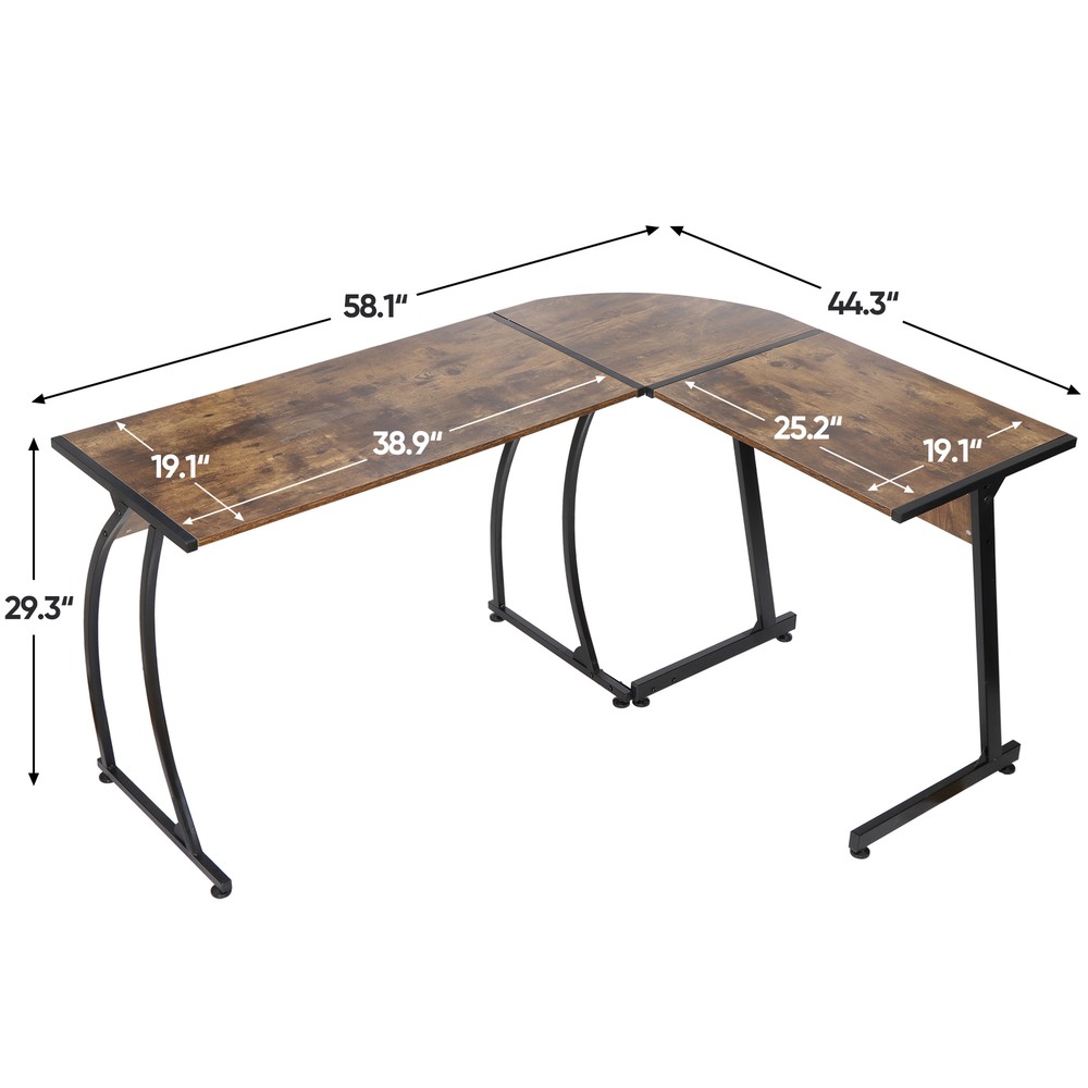 Corner Desk Computer Gaming Desk PC Writting Table Home Office Walnut L-Shaped