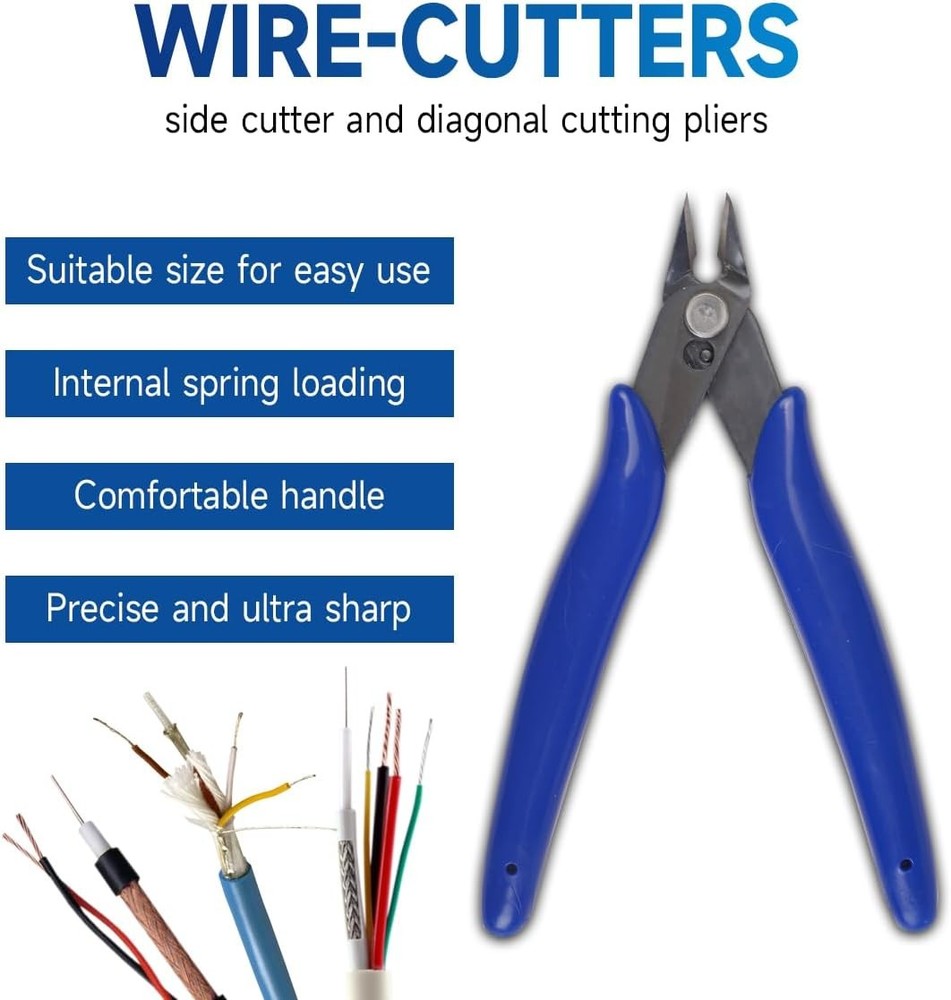 Precision Micro Flush Cutters - 5-Inch Angled Electronic Wire Blue(1pack)