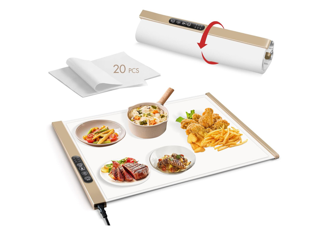 Foldable Food Warming Mat Rollable Buffet Electric Warming Tray 3 Level Temp