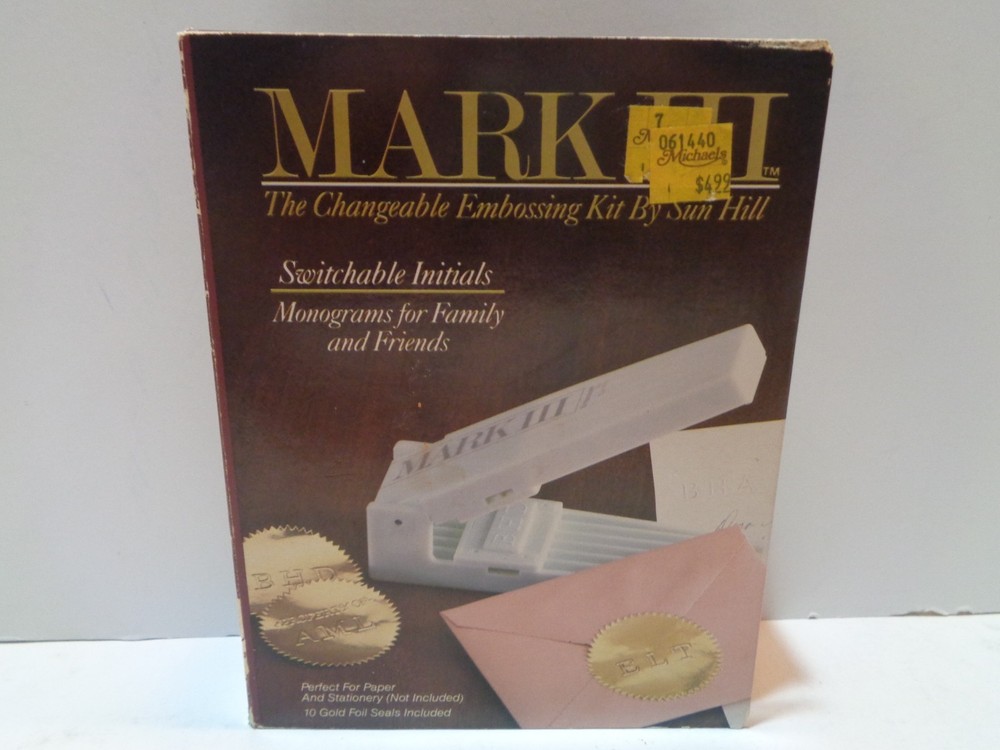 Mark III Hand Held Embossing Kit Switchable Monogram Initials  New.  Never Used.
