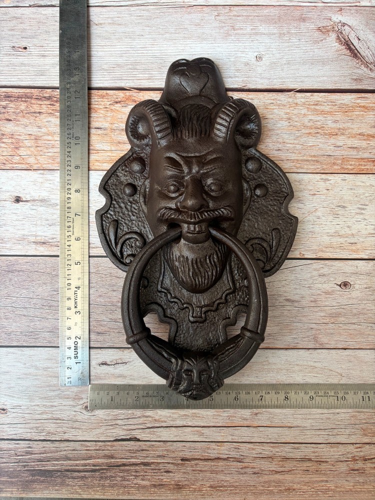 Cast Iron Devil Face Large Door Knocker Handle Pull – Rustic Farmhouse decor
