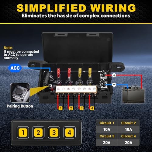60A High Power Relay Box with 4 Control Modes & 2 4 Gang Wireless Switch Panel