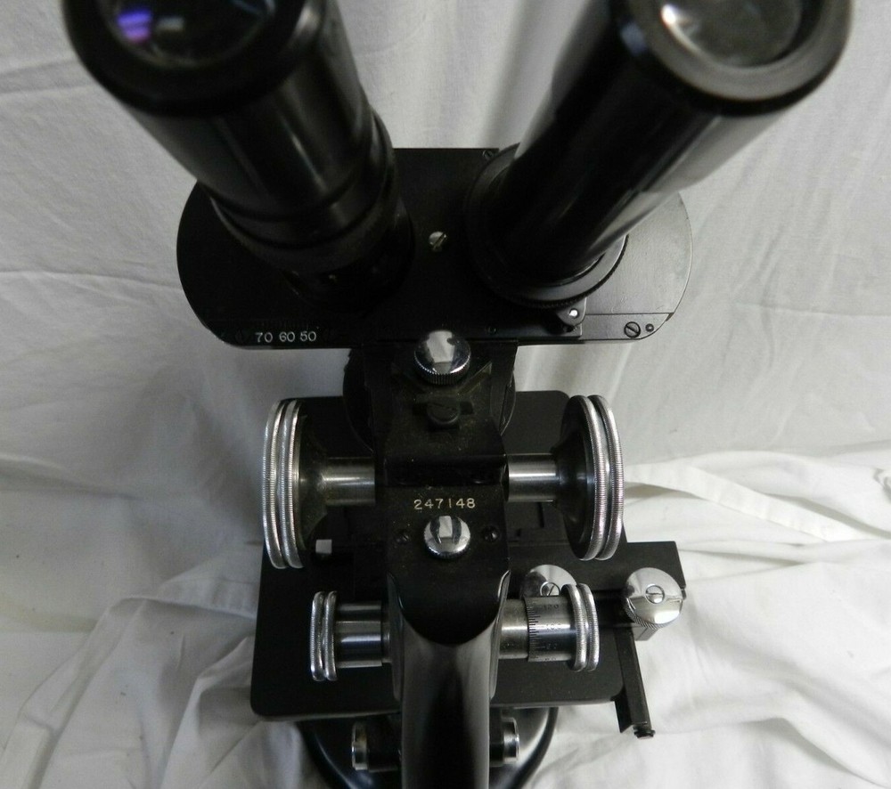 1946 SPENCER Buffalo Binocular Compound Scientific Microscope, Case, Lens, Man..