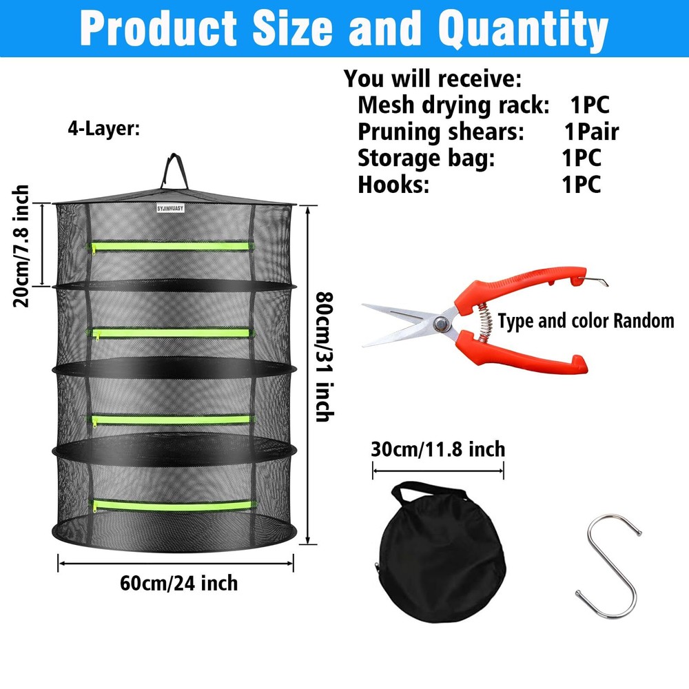 4 Layer Food Dehydrator Rack Tray Hanging Fruit Herb Drying Rack Collapsible