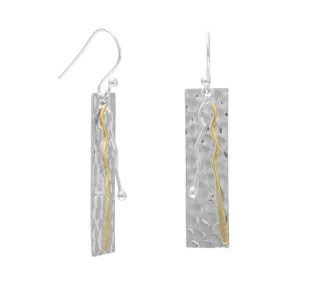 Two Toned Bar Drop Earrings
