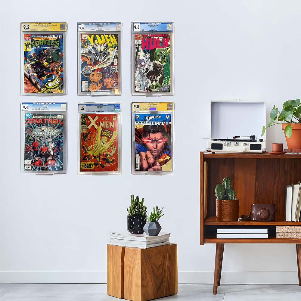 12Pcs Clear Floating Comic Book Display Shelves, Comic Book Shelf Stand Wall Mo
