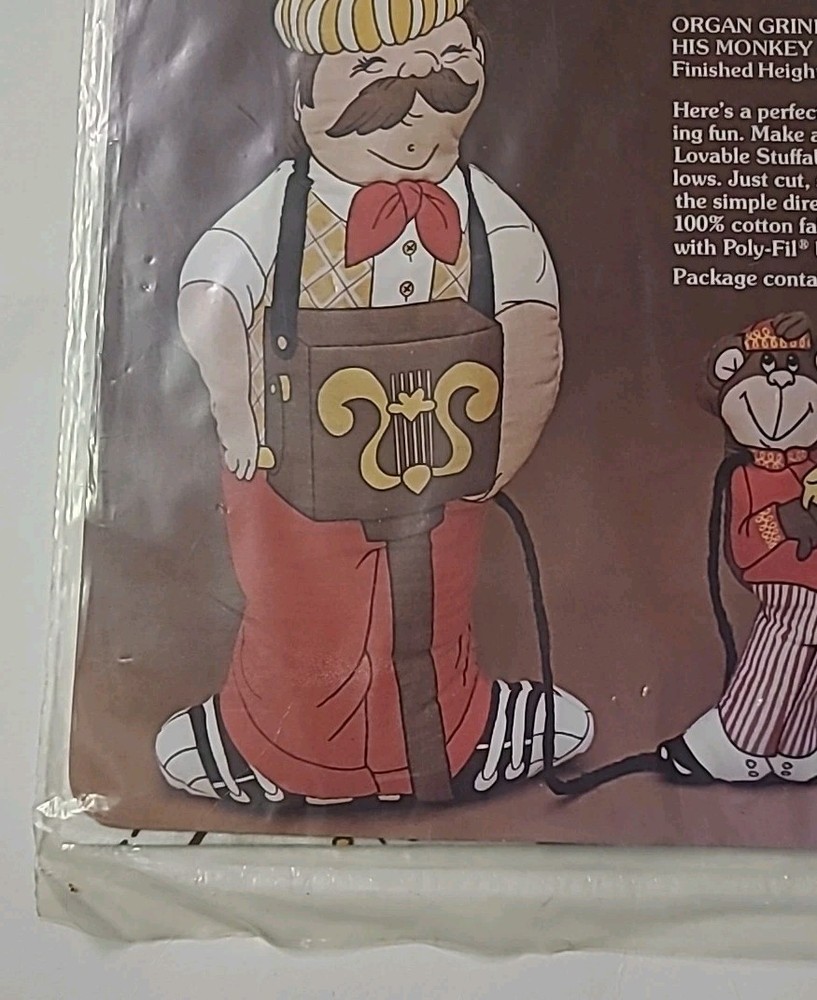 Fairfield Cut & Sew Lovable Stuffable Plush Organ Grinder & Monkey NIP